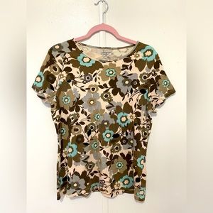 Croft & Barrow Short Sleeve Top Floral Size XL